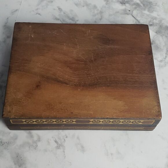 Vintage Middle Eastern Inlay Mosaic Wooden Box - Picture 6 of 12
